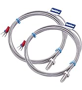 Twidec/2Pcs 1/4" Screw Probe Temperature Sensor K Type Thermocouple 2 Meters Cable Temperature Ra...