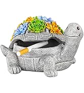 LESES Ashtray, Outdoor Ashtray with Lid Smokeless Waterproof Ash Tray with Cute Turtle Decor, Res...