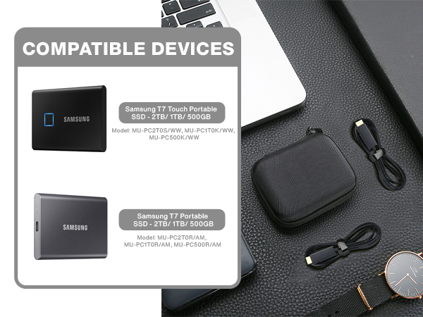 ProCase Hard Carrying Case Portable SSD with 2 Cable Ties