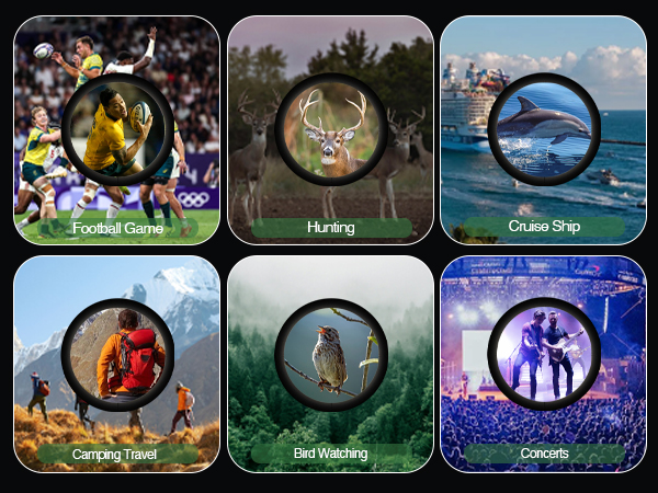 sport games hunting cruise camping bird watching travel