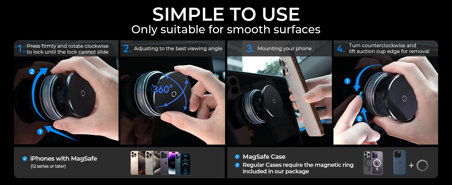 360° Vacuum Magnetic Phone Holder Stand