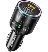 Syncwire Bluetooth 5.4 FM Transmitter for Car, 38W PD&amp;QC3.0 Dual USB Charging Bluetooth Car Adapt...