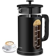 QUQIYSO French Press Coffee Maker, 304 Stainless Steel French Press with 4 Filter, Heat Resistant...