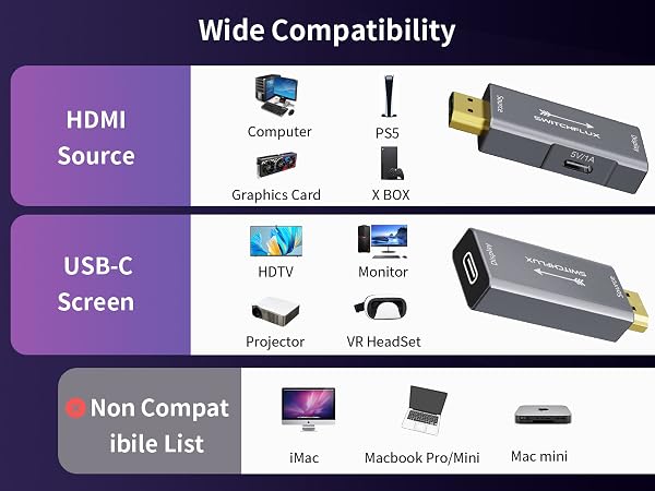 4k@60hz hdmi to usb c adapter