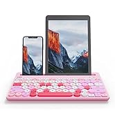 HUO JI Wireless Keyboard Multi-Device, Bluetooth and 2.4G Dual Mode for iPad, Switch to 3 Devices...