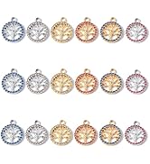 stino Mixed Color Paired Rhinestone Charms for Jewelry Making, Silver &amp; Gold Metal Charms for Ear...