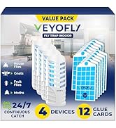 VEYOFLY Fruit Fly Traps for Indoors, Fly Trap Indoor, (4 Device + 12 Refills) Fly Catcher Indoor,...