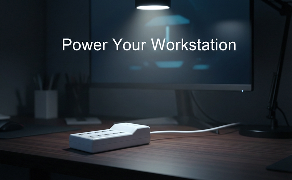 Nightstand charging station for multiple devices home office workstation USB power strip hub