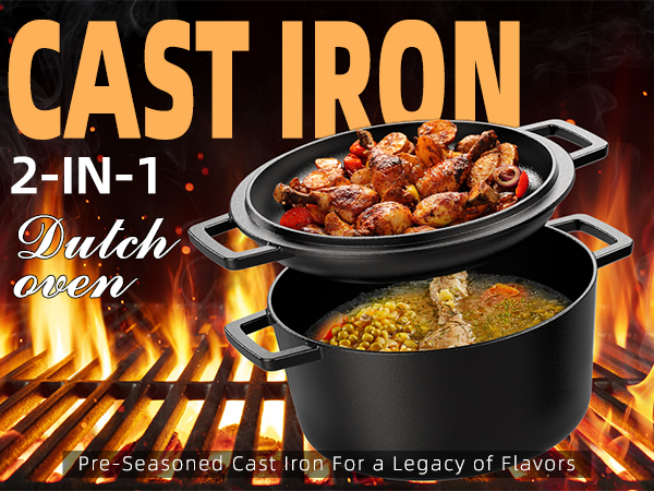 Dutch Oven Pot with Skillet Lid