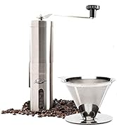 JavaPresse Manual Coffee Grinder Pour Over Bundle - Manual Burr Coffee Grinder with Pour Over Cof...