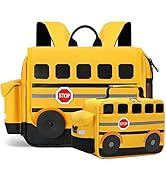 Toddler Backpack Boy Preschool School Bus Bookbag Kindergarten 3D Daycare Bags with Insulation Lu...