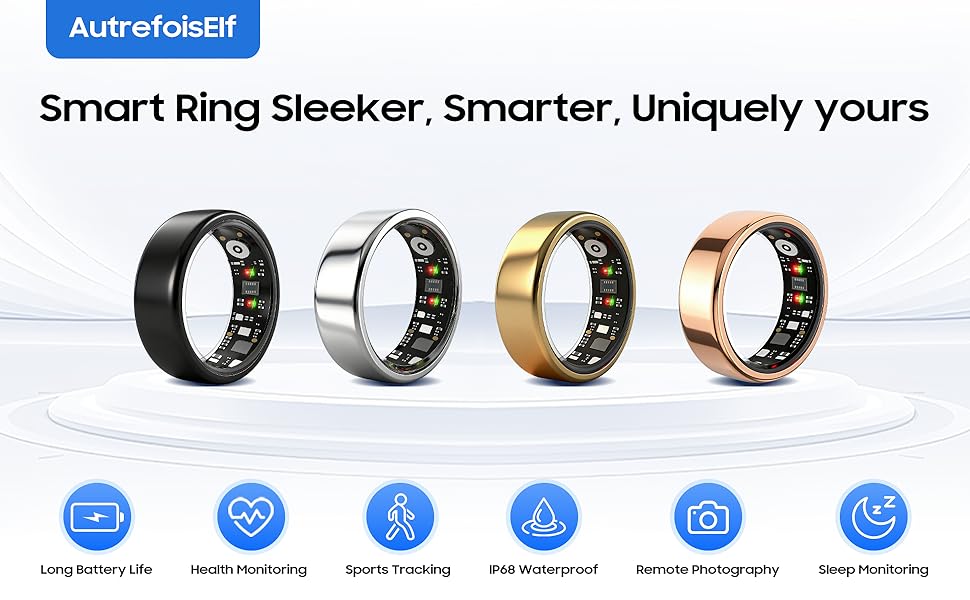 AutrefoisElf smart ring gen 3 for men and women stylish health tracker ring jewelry