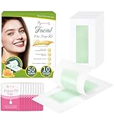 Beauty7 Facial Wax Strips-Eyebrow Wax Strips-50 Waxing Strips for Face, Lip,10 Calming Oil Wipes,...
