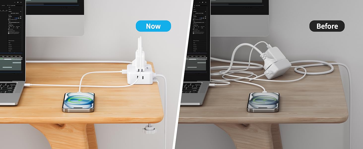 clamp on power strip for desk