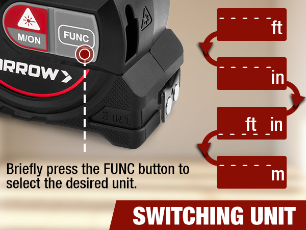 ARROW 2-in-1 Laser Tape Measure 215Ft/65m Laser Distance