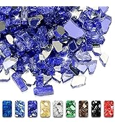 Grisun Cobalt Blue Fire Glass for Fire Pit - 1/2 Inch High Luster Reflective Tempered Glass Rocks...