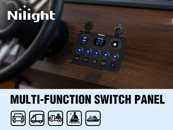 5 gang multi functional switch panel