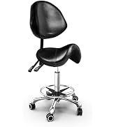 TASALON Saddle Stool with Back Support Ergonomic Adjustable Stool with Wheels - Swivel Salon Cutt...