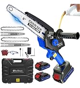 Mini Chainsaw Cordless, 8 inch &amp; 6 inch Electric Chain Saw with 2 Pack Rechargeable Batteries, Ba...