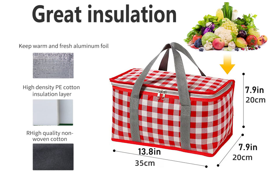 Insulated Grocery Bags Reusable Shopping Tote Cooler Bag