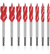 8Pcs Auger Drill Bit for Wood Set 4 Flute Cut Drilling Tool with Quick Change Hex Shank High Carb...