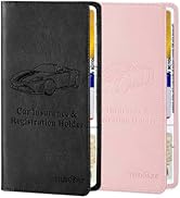 TILDOSAC 2Pack Leather Car Registration and Insurance Holder | Premium Car Document Organizer | ...