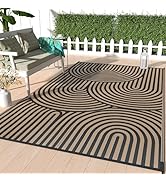 GENIMO 5'x8' Outdoor Rug for Patio Waterproof, Reversible Plastic Straw Rug, Geometric Area Rug O...