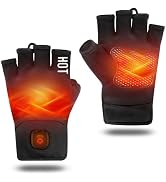 uncn Heated Gloves Fingerless for Women Man Work Touchscreen Gloves for Winter Cold Weather Recha...