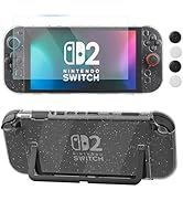 FUNDIARY Clear Dockable Case for Nintendo Switch 2 2025 with Glitter Design, Shockproof Accessori...