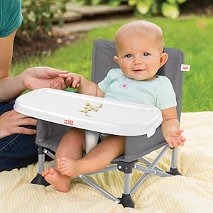 Bright Starts Pop 'N Sit Portable Booster, Grey