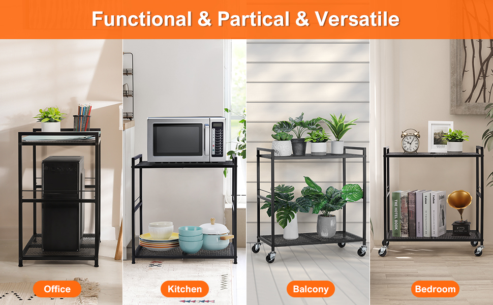 Printer Stand Printer Cart for Storage, Printer Table Multifunctional Metal Utility Shelves