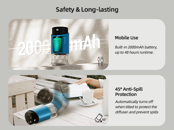 waterless diffuser essential oil scent aromatherapy portable battery operated home room office mini