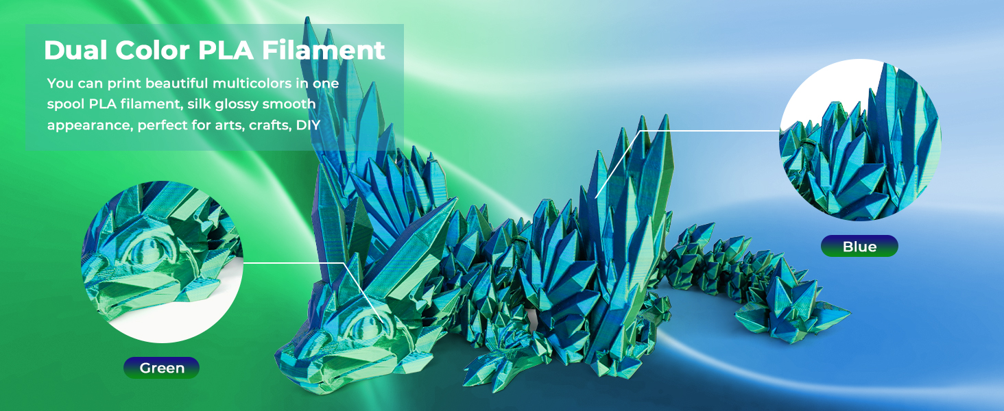 3D Printer Filament Bundle, PLA Filament 1.75mm, Dual Color Filament