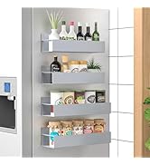 HuggieGems 4 Pack Magnetic Spice Storage Rack Organizer for Refrigerator and Oven, Gray Fridge Or...