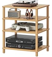 4-Tier AV Media Player Stand, Natural Stereo Cabinet, Modern Audio Shelf, Wooden TV Stand,Game Co...