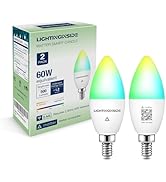 Lightinginside Matter Candelabra Smart Light Bulbs 60W Equivalent, 500LM 6W E12 LED Bulb Compatib...