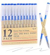 RIANCY 12 Pack Blue Gel Ink Pens, 0.35mm Extra Fine Point Tip, Japanese Style Stationery Quick Dr...