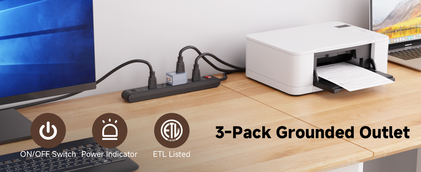 Grounded outlet switch with ON/OFF button for safety and energy savings