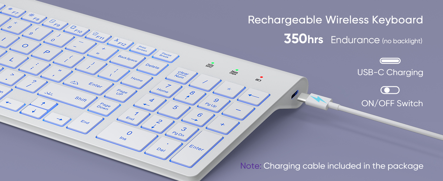 rechargeable Wireless keyboard long lasting