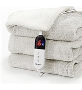 blunique Heated Blanket Electric Throw Waffle, 50x60 Inches Sherpa Fleece Fast Heating Blanket 6 ...