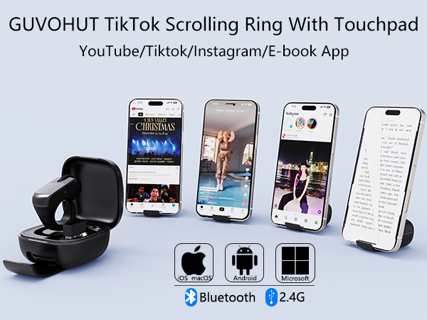 GUVOHUT Tiktok Scrolling Ring With Touchpad