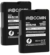 iROCCMIN 2-Pack EN-EL14/EN-EL14A Replacement Battery,1800mAh for Nikon D3100 D3200 D3300 D3400 D3...