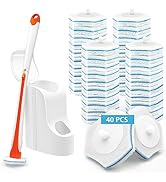 JEHONN Disposable Toilet Bowl Cleaner Wand with 40 Cleaner Refills, Wall Mounted Long Handle Comp...