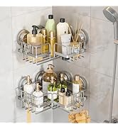 TAILI Corner-adaptive Suction Cup Shower Caddy 2 Pack, Stainless Steel Rustproof Corner Shower Sh...
