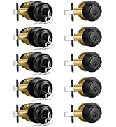 Plustool 5 Pack Front Door Lock Set Matte Black,Exterior Door Lock Set with Deadbolt,Single Cylin...