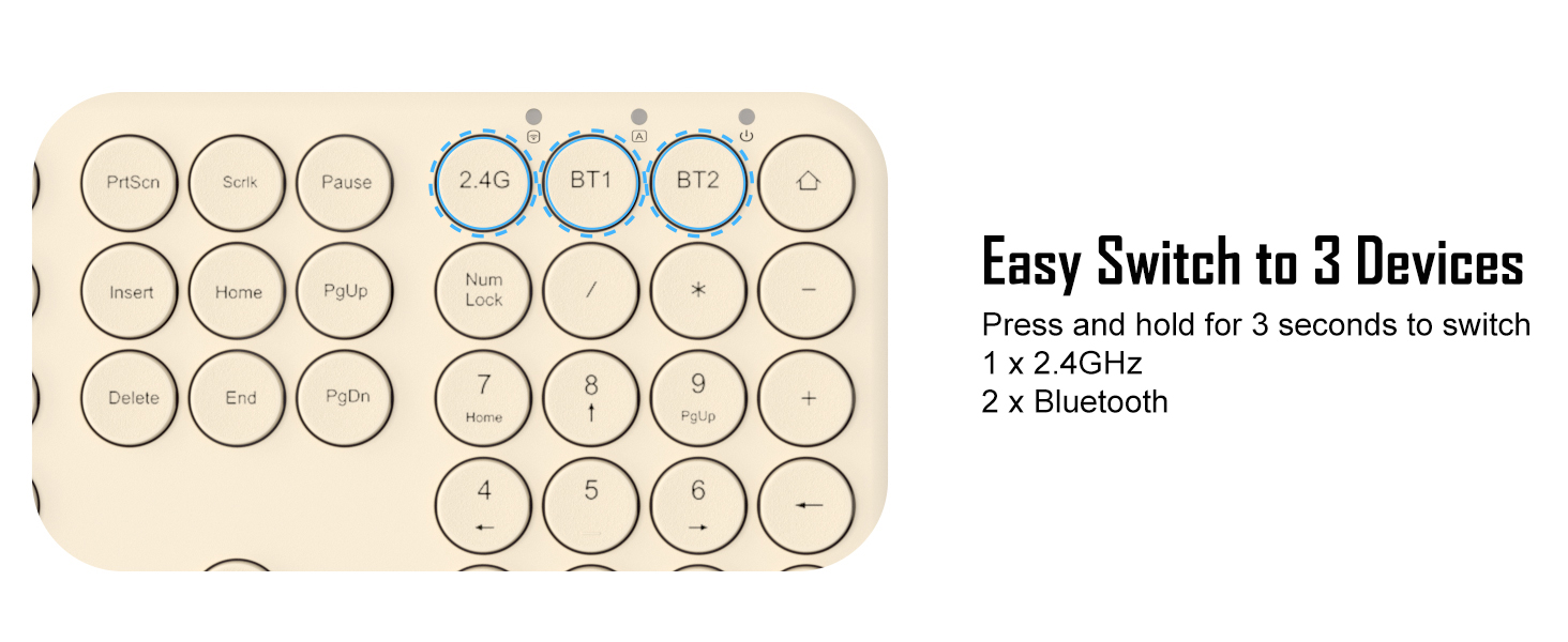 Quiet Bluetooth Keyboard - Multi-Device Aesthetic Wireless Keyboard