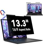 Magnetic 13.3 Inch Laptop Privacy Screen for 16:9 Computer Monitor, Removable Anti Glare Blue Lig...