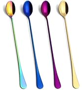 Lovingly Yours 9.5-Inch Long Handle Spoon, Ice Tea Spoons, Ice Cream Spoon, Stainless Steel Stirr...