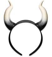 TIIZIISII Devil Horns Headband for Halloween White Gothic Headpiece for Rave Cosplay, Adjustable ...