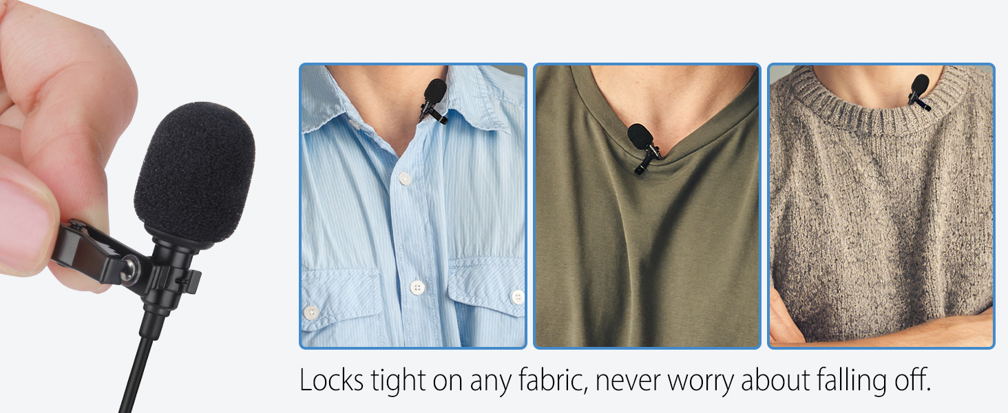 Type c Lavalier Microphone with Secure Clip